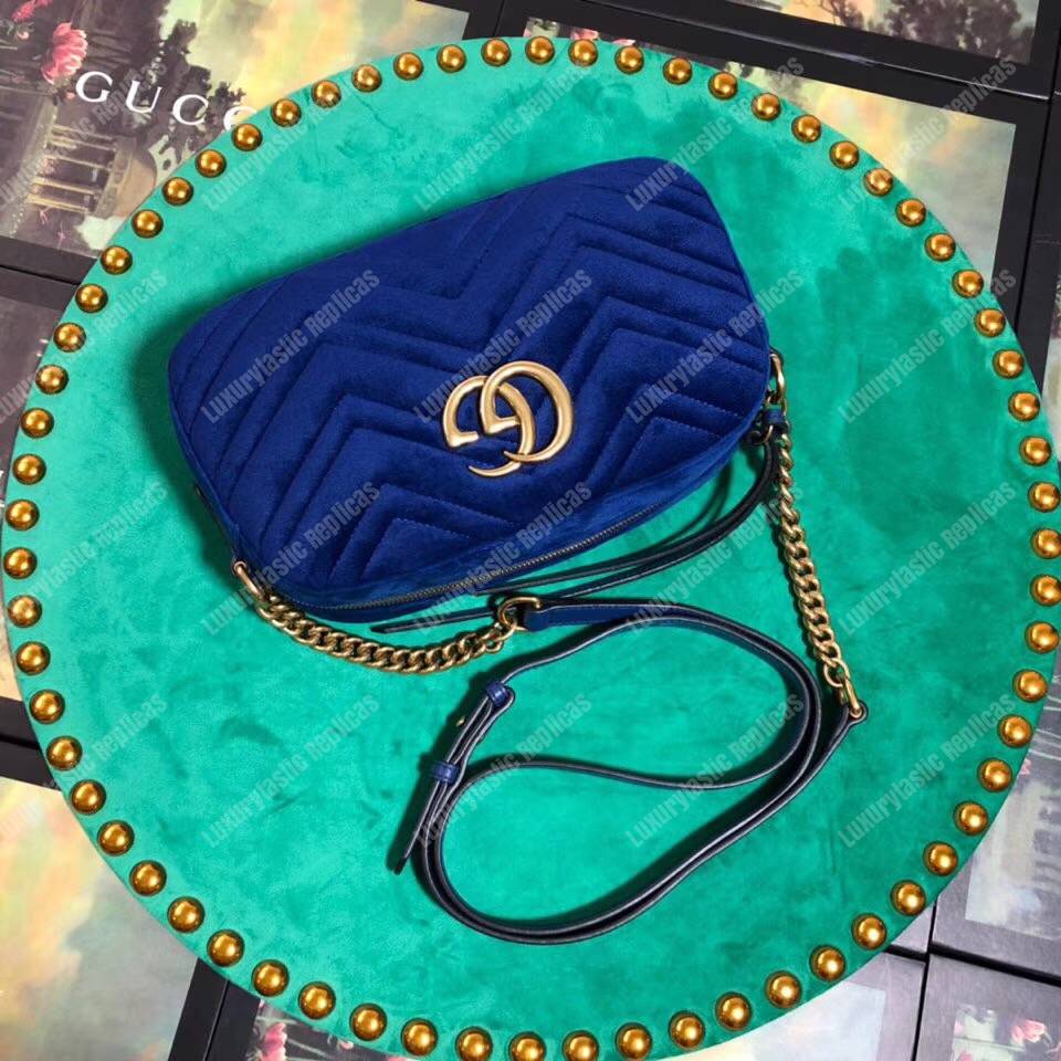 G*u*i gg marmont velvet small shoulder bag blue