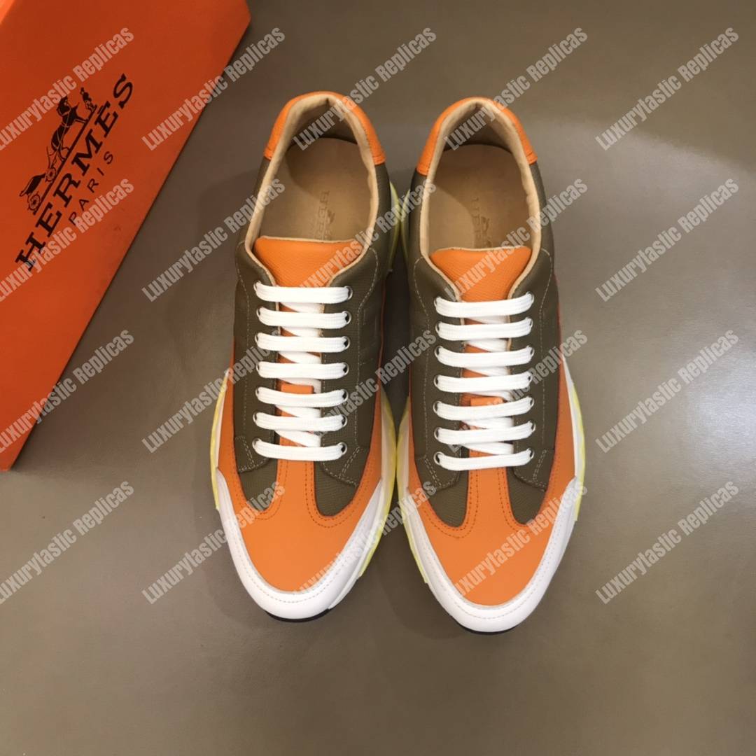 H**mes trail sneaker brown/orange