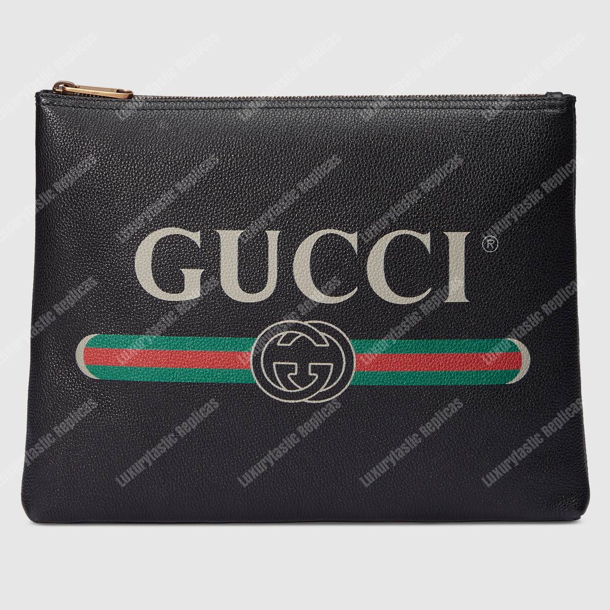 G*u*i print leather medium portfolio black