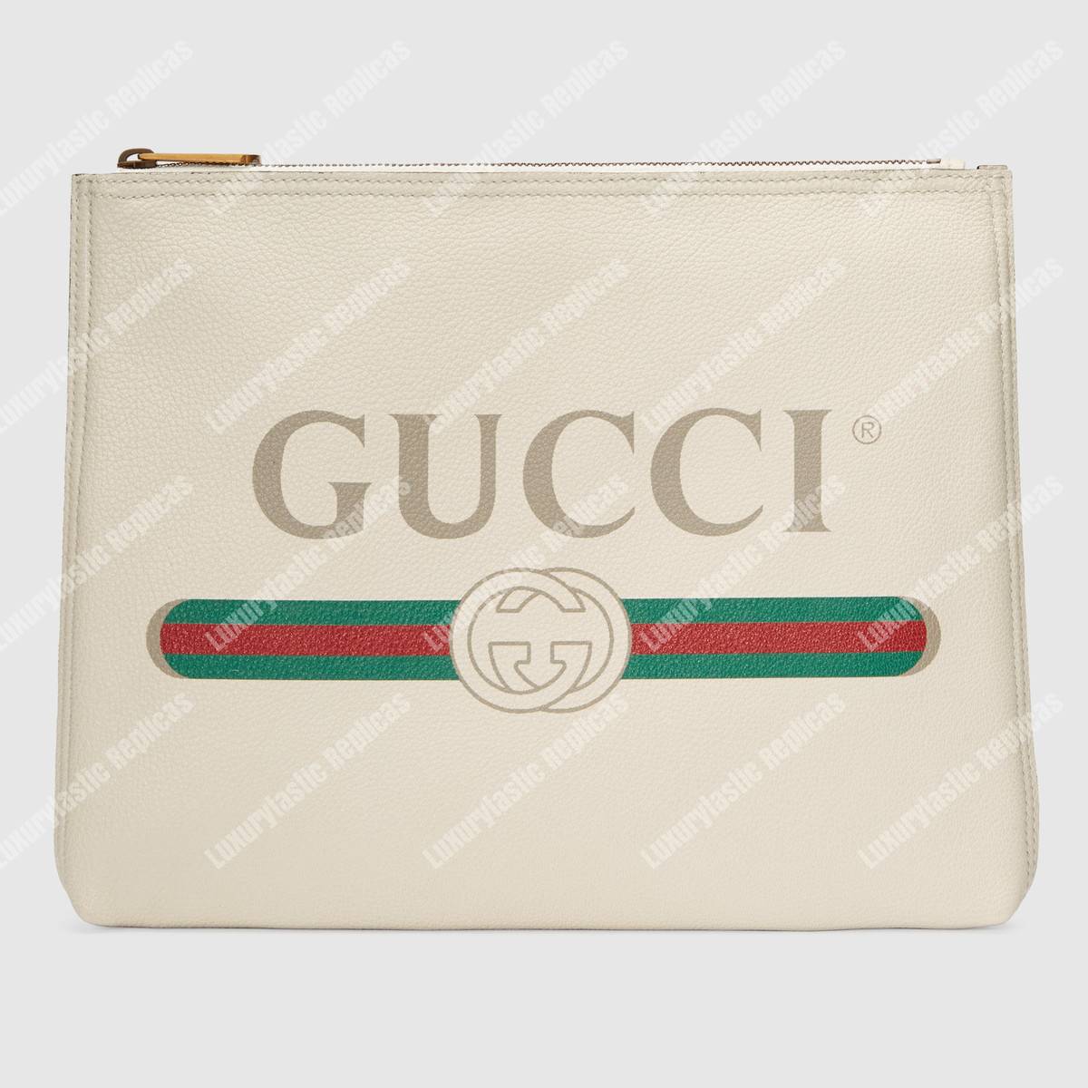 G*u*i print leather medium portfolio white