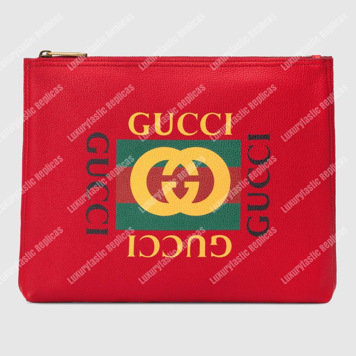 G*u*i print leather medium portfolio red