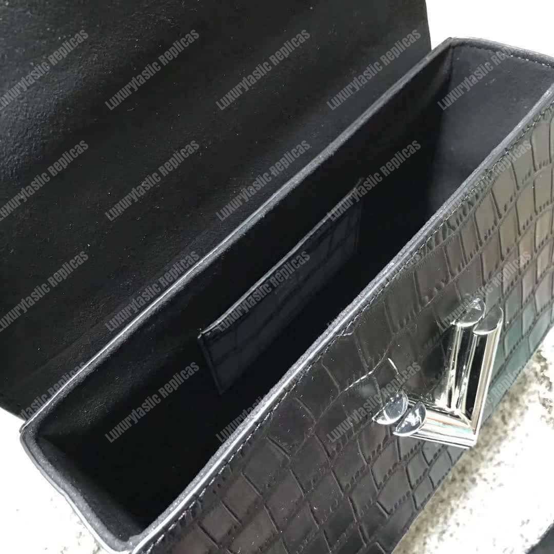 LV Twist Bag MM Crocodilien Brillant Noir