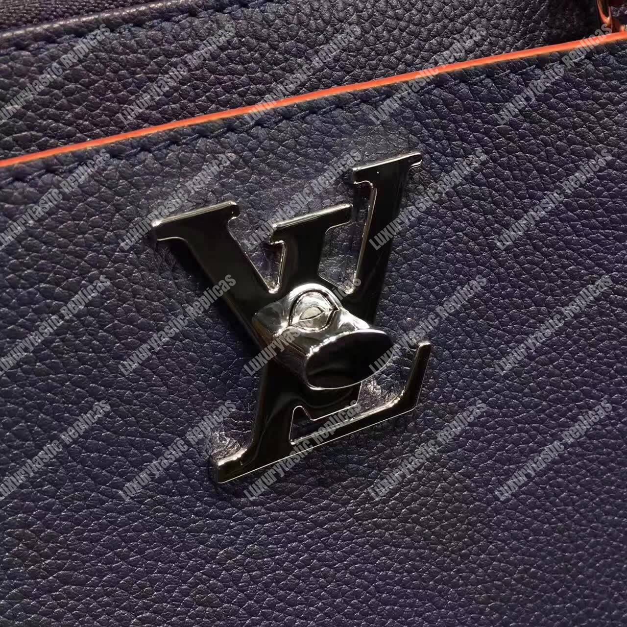 LV Lockmeto Handbag Luxury Leather Marine Rouge