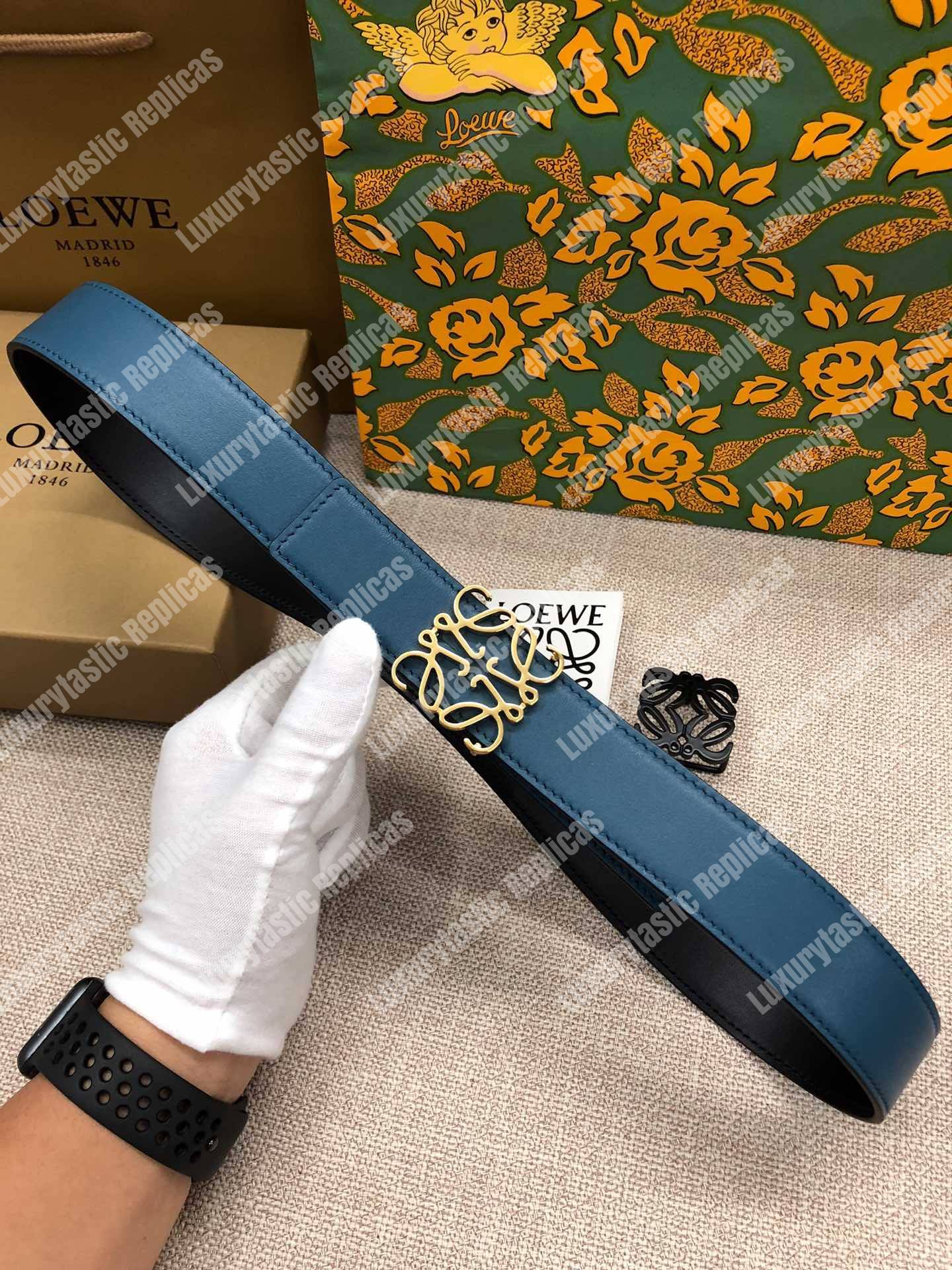 Loewe Anagram Belt 3.2Cm Navy Blue