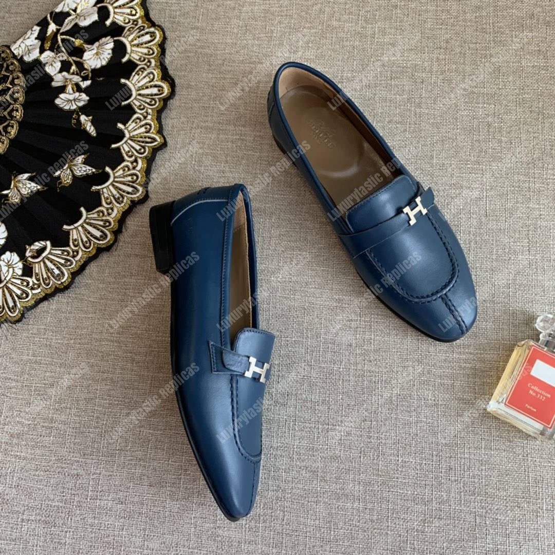 H**mes h buckle loafer bleu maritime