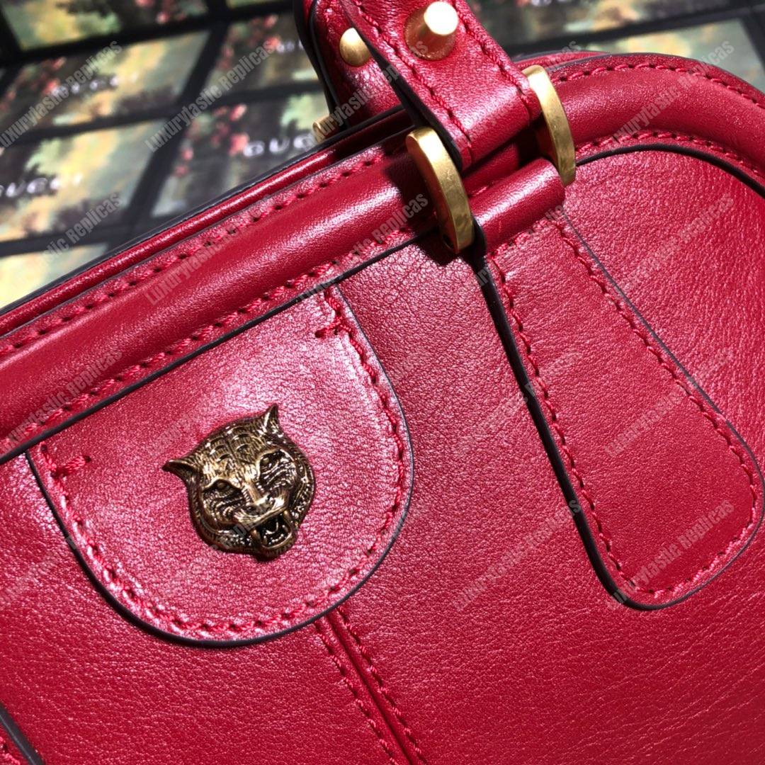 G*u*i re(belle) large top handle tote leather red