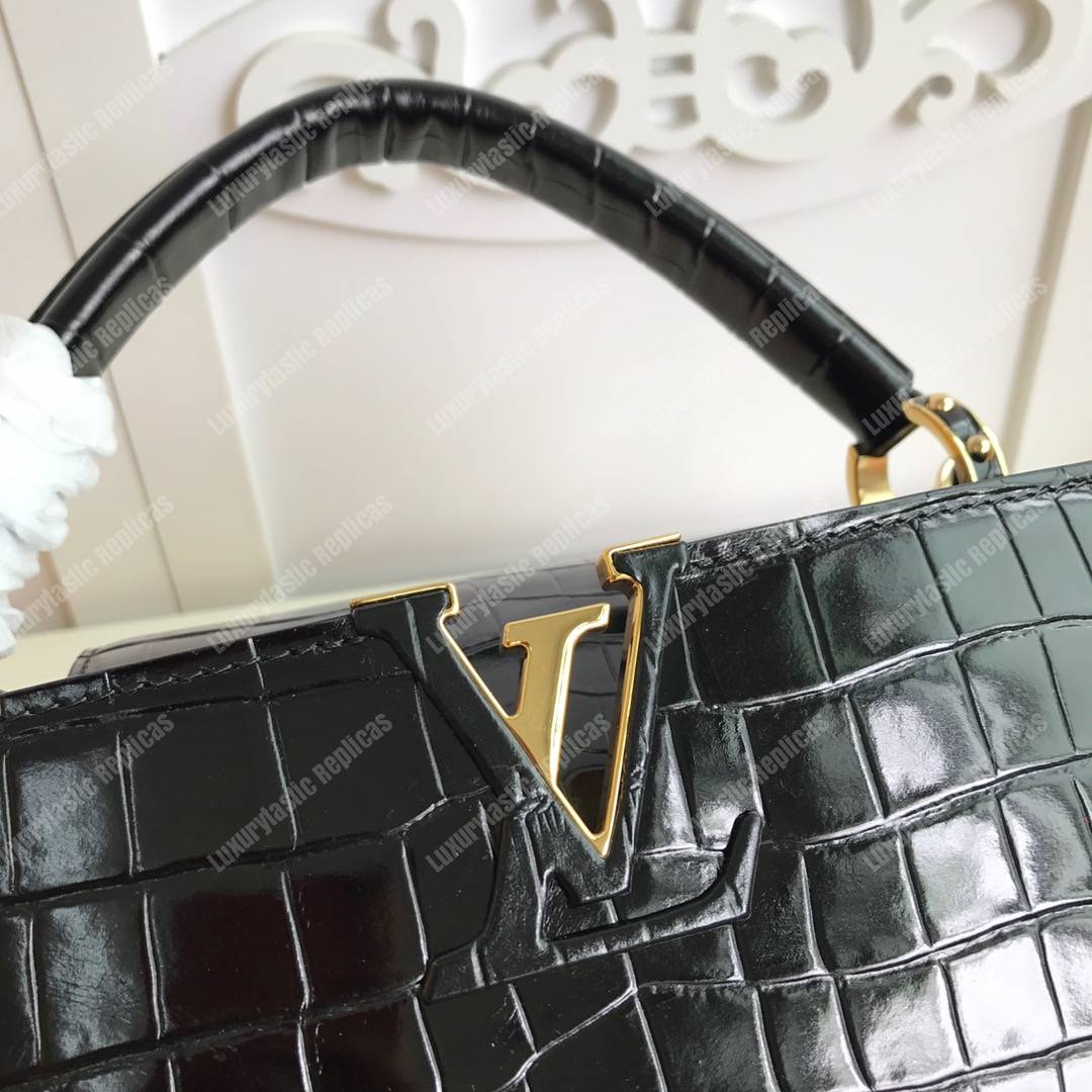 LV Capuccines BB Crocodilien Mat Noir