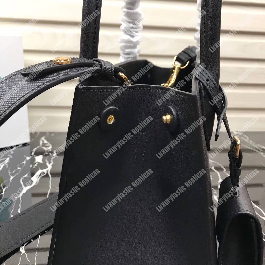 pra*a monoCh*0me saffiano leather bag black