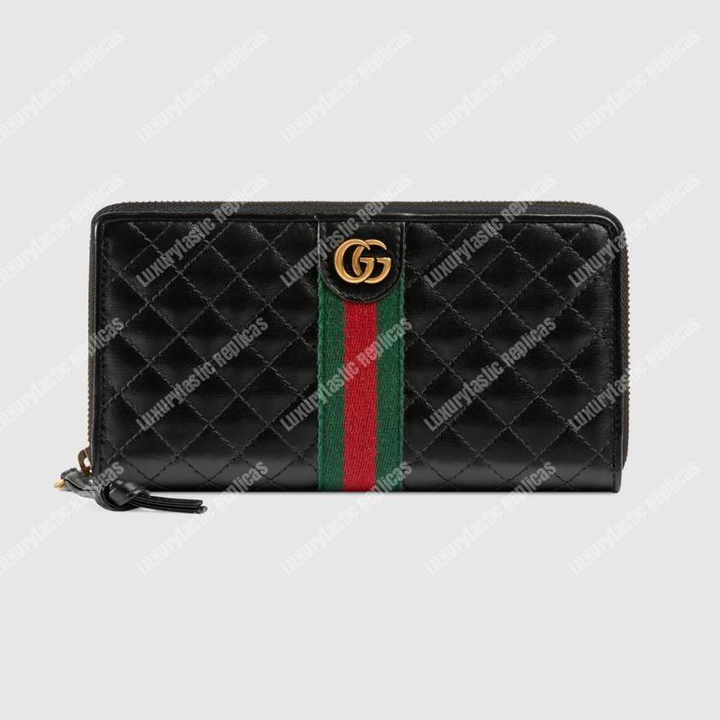 G*u*i leather zip around with double g black