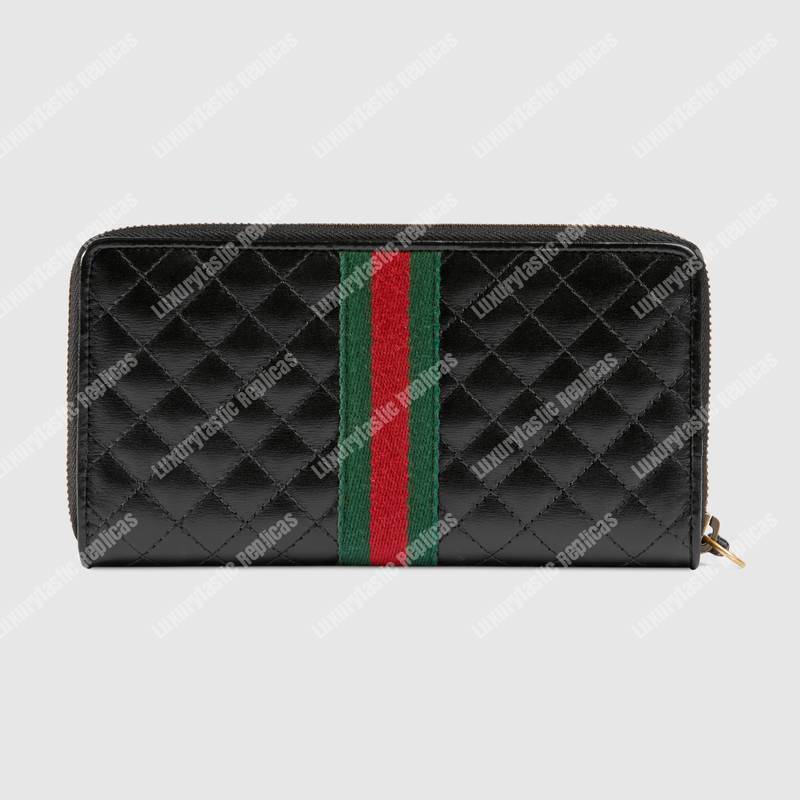 G*u*i leather zip around with double g black