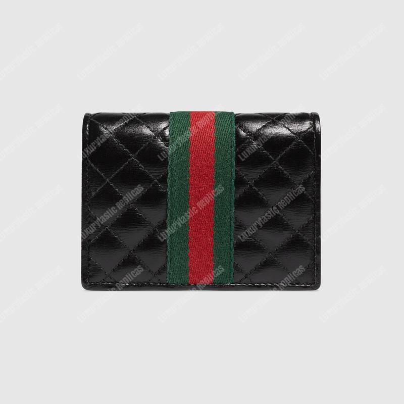 G*u*i leather card case with double g black