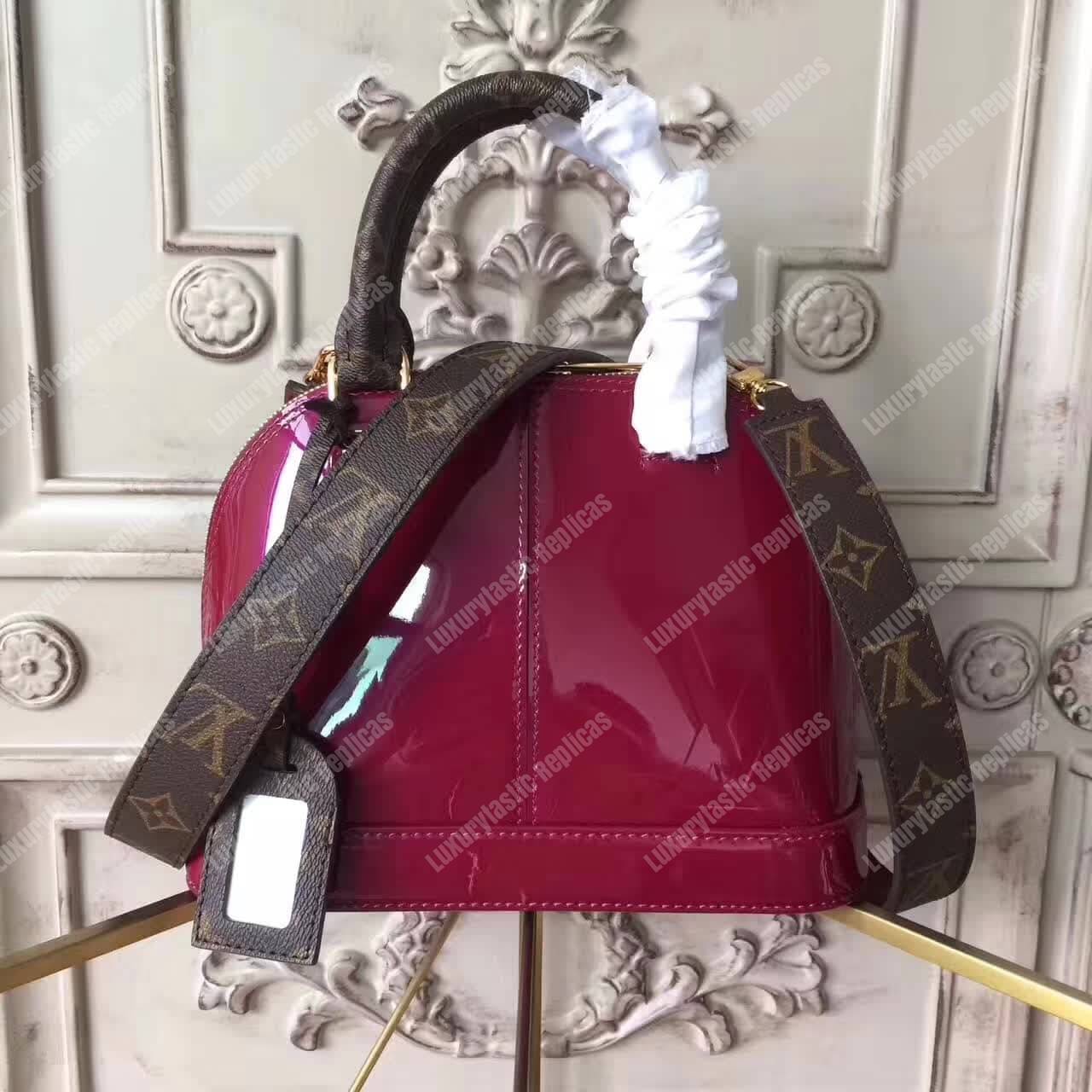 LV Alma BB Patent Leather Magenta