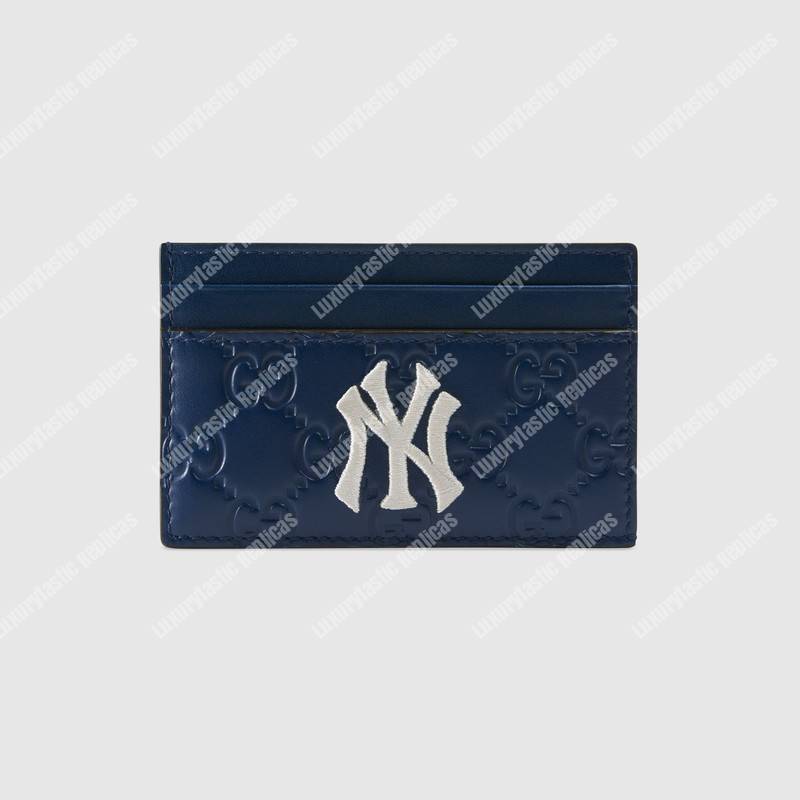 G*u*i card case with ny yankees patch royal blue