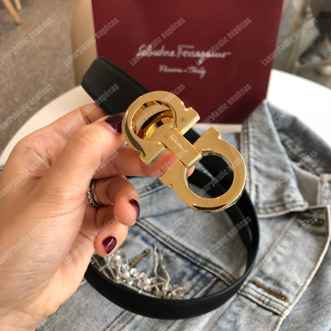 Salvatore Ferragamo Adjustable Gancini Belt Black