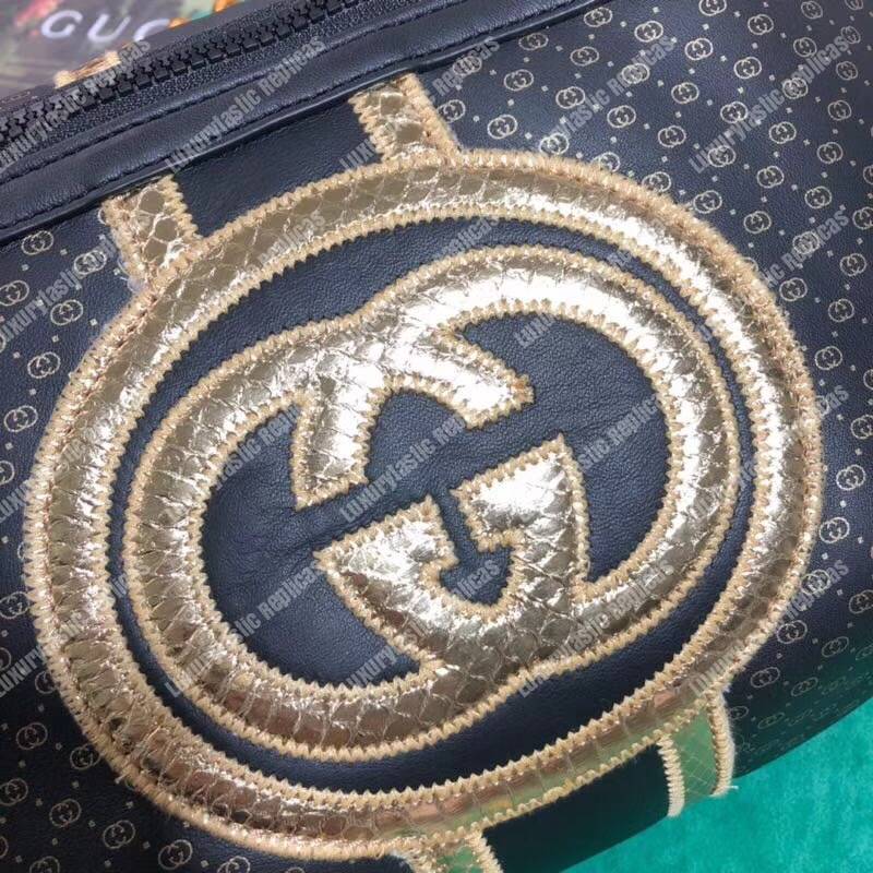 G*u*i G*u*i-dapper dan belt bag black with gold pattern