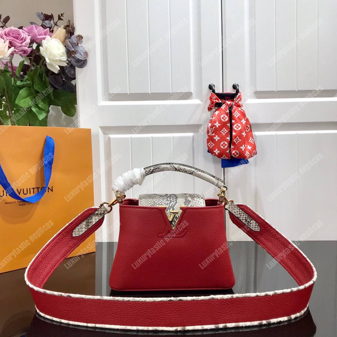 LV Capucines Mini Taurillon Python Rouge Carmin