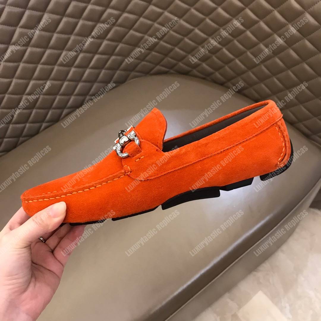 Salvatore Ferragamo Gancini Driving Shoe Orange