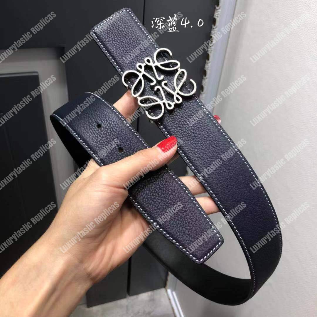 Loewe Reversible Anagram Belt 4 Cm Navy Blue