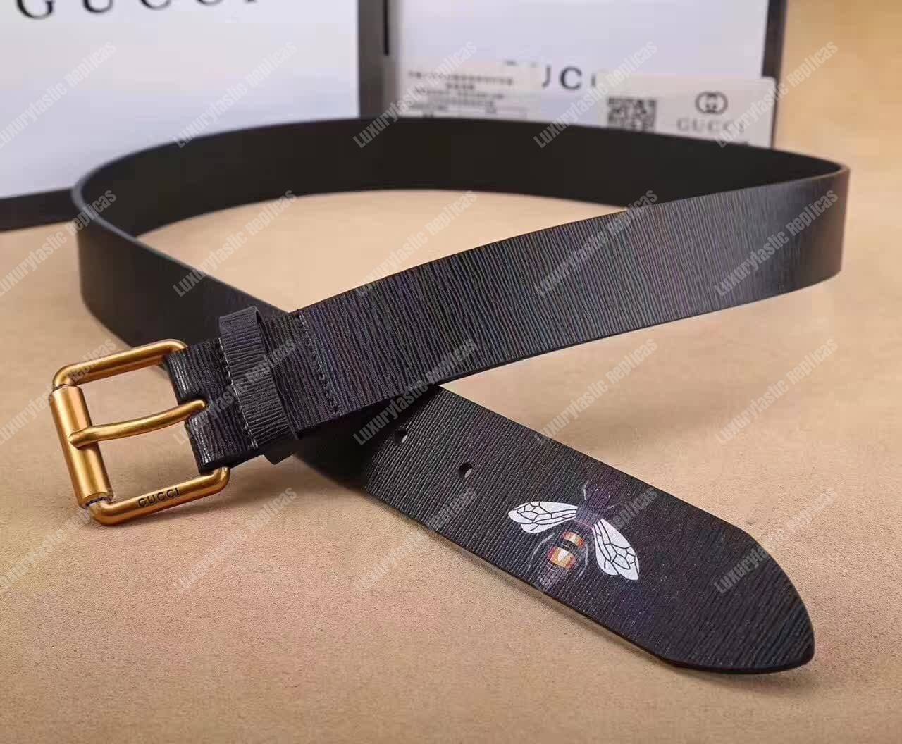 G*u*i leather belt with bee