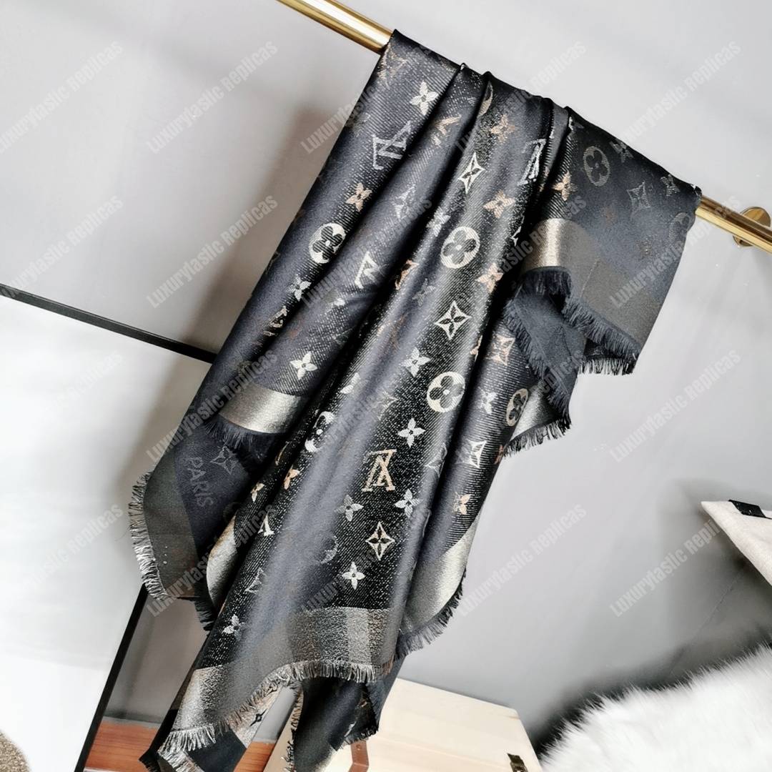 LV Monogram Shine Shawl Black