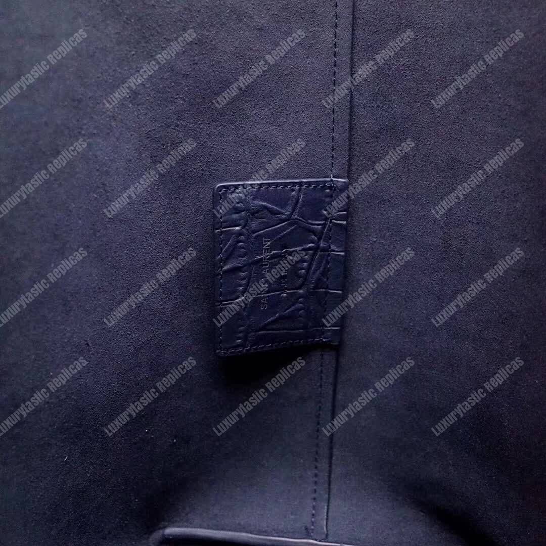 Saint Laurent Shopping Bag Embossed Crocodile Leather Blue