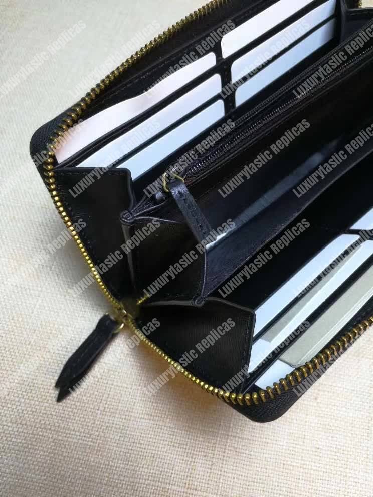 G*u*i kingsnake print leather zip around wallet black