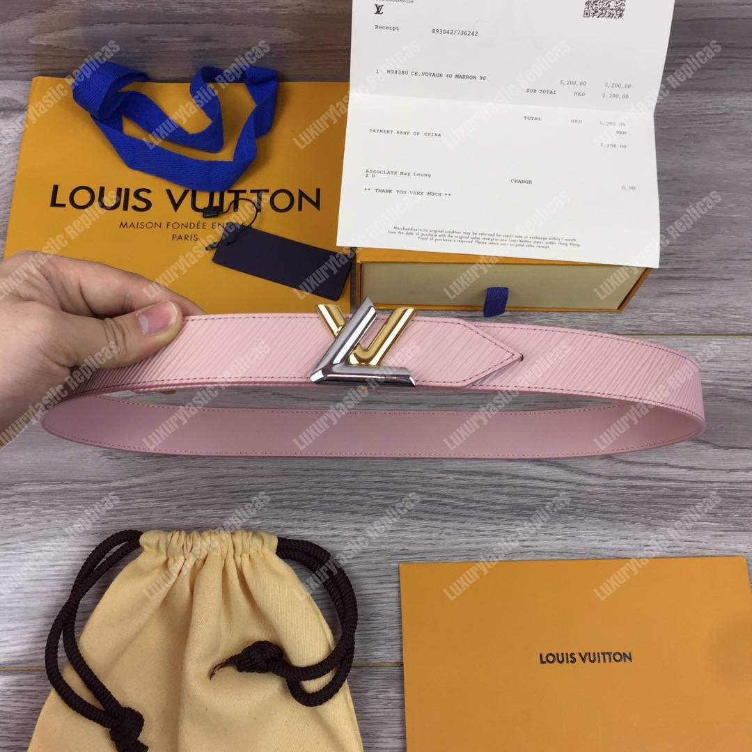 LV Twist 30MM Epi Leather Belt Rose Ballerine