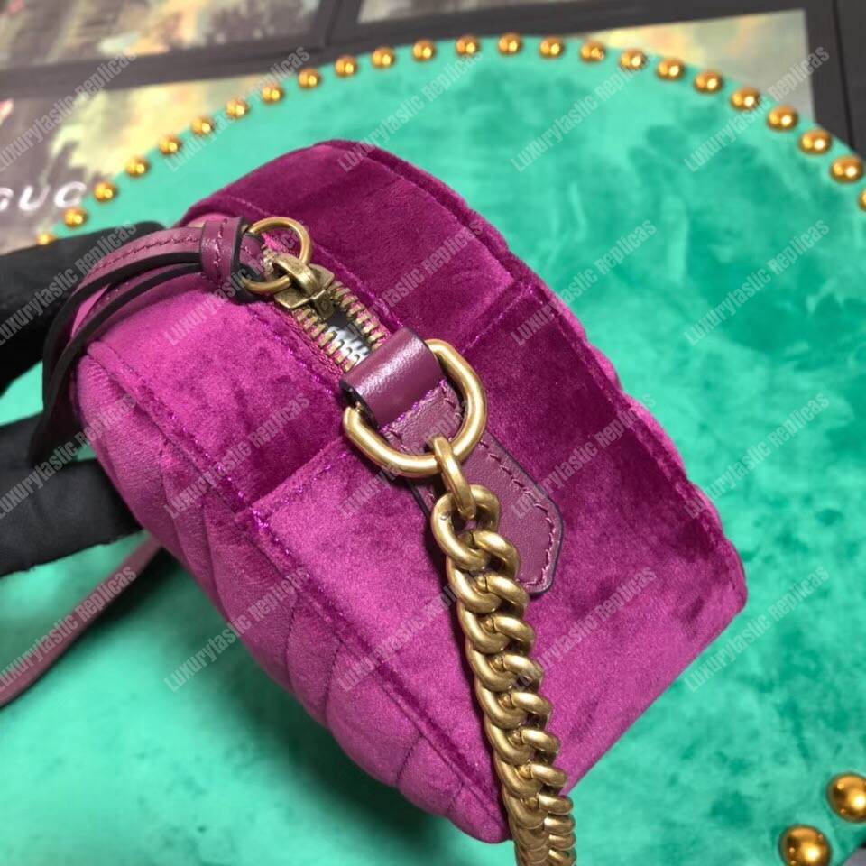 G*u*i gg marmont velvet small shoulder bag fuchsia