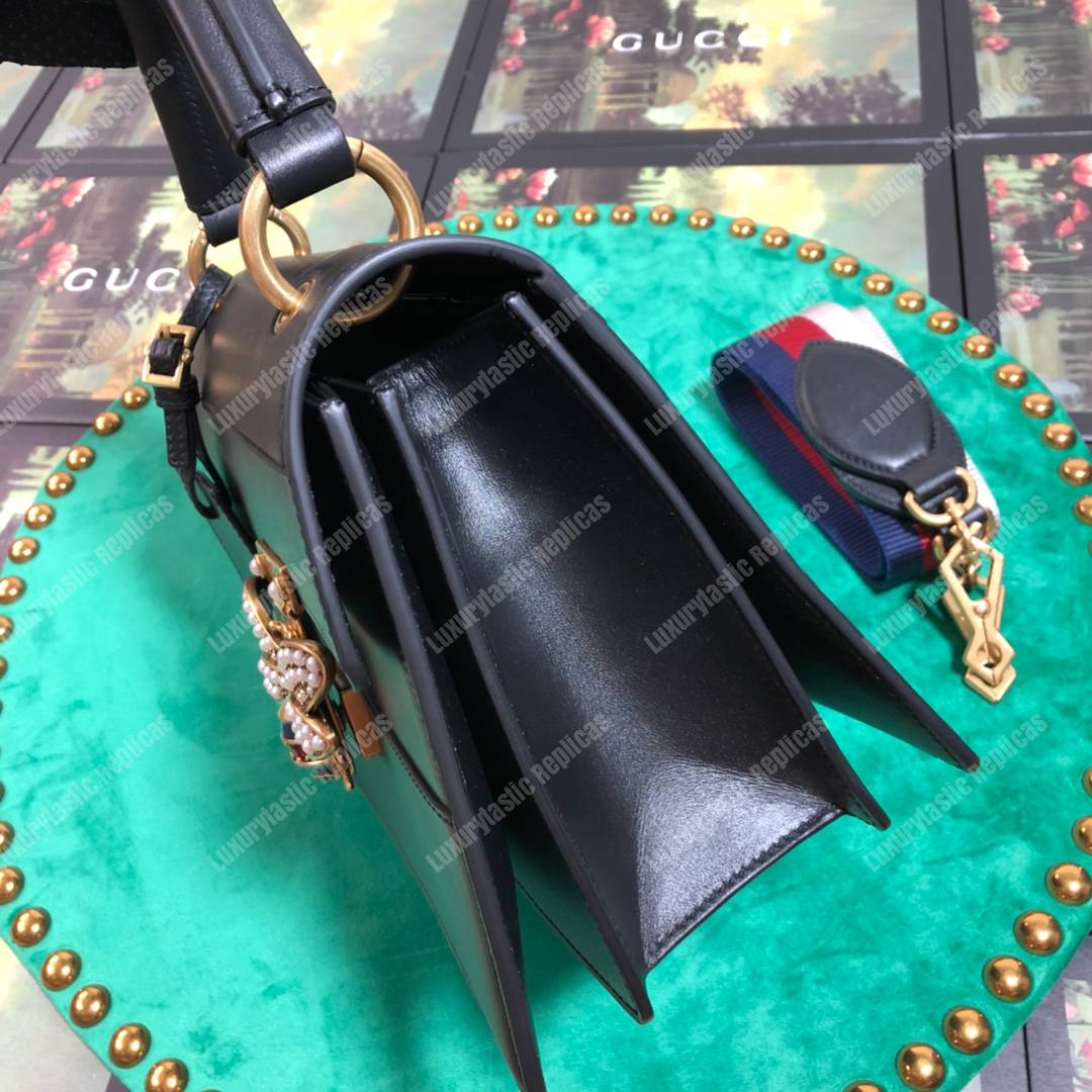 G*u*i queen margaret leather top handle bag black