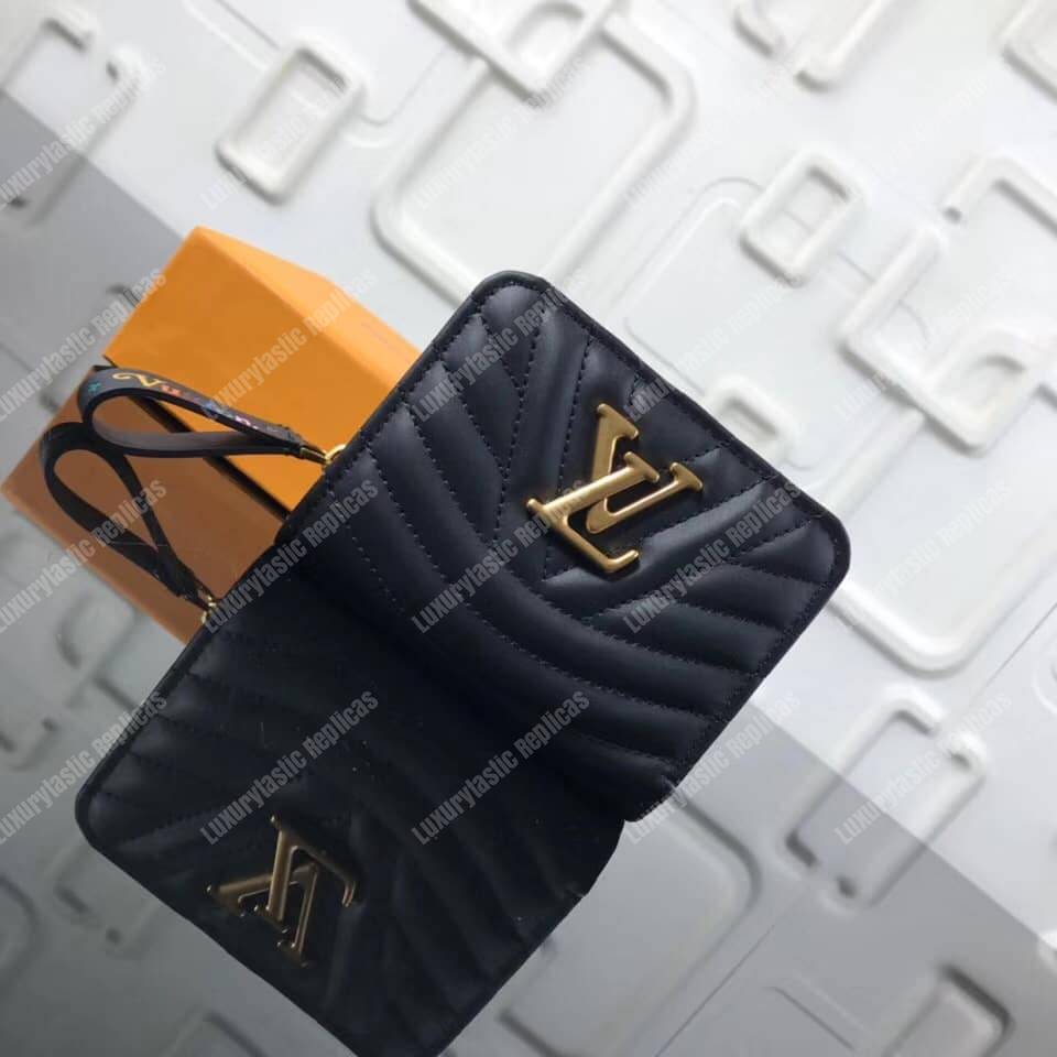 LV New Wave Zipped Compact Wallet Black