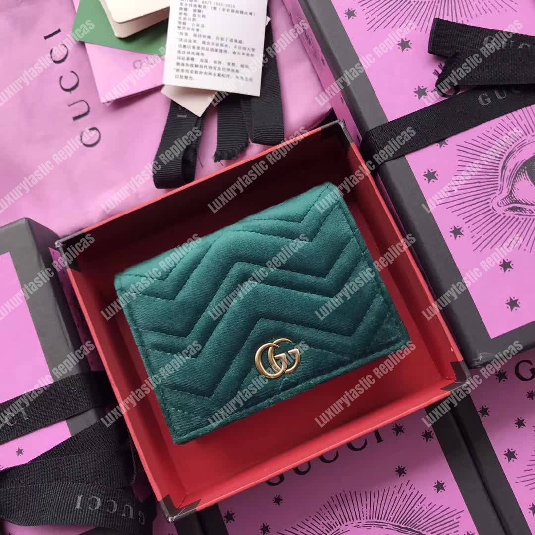 G*u*i gg marmont card case velvet emerald green