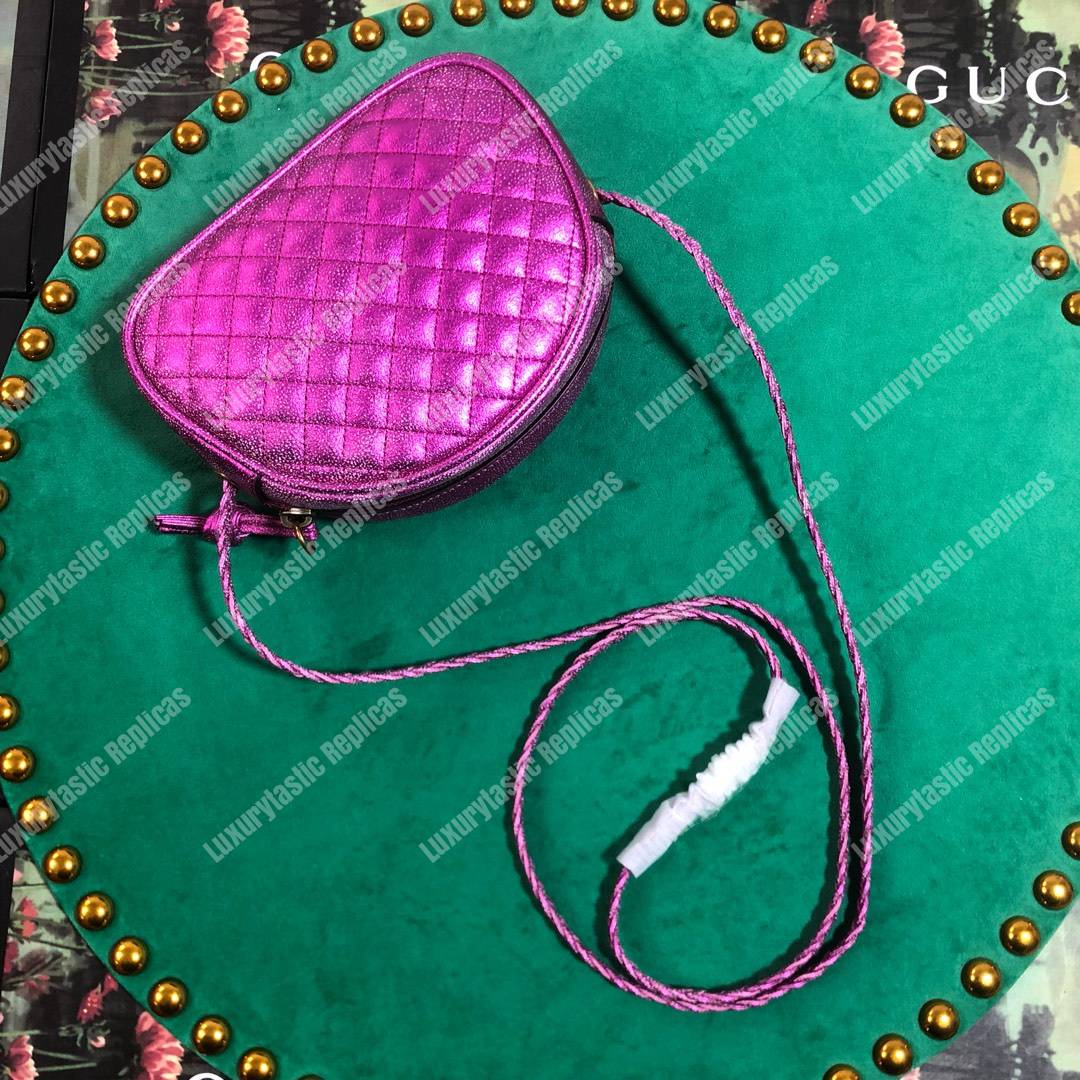 G*u*i laminated leather mini bag purple