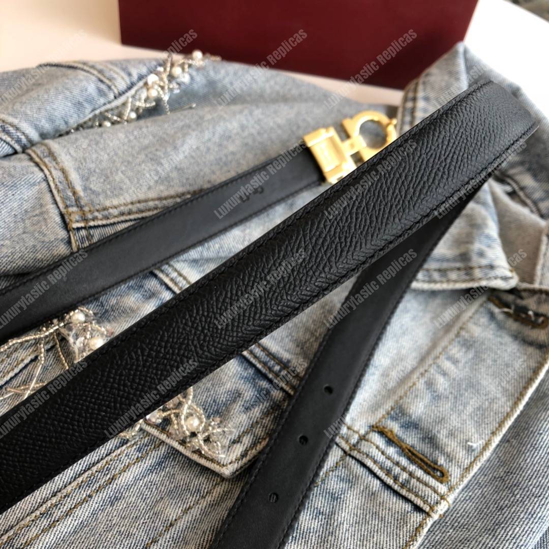 Salvatore Ferragamo Adjustable Gancini Belt Black