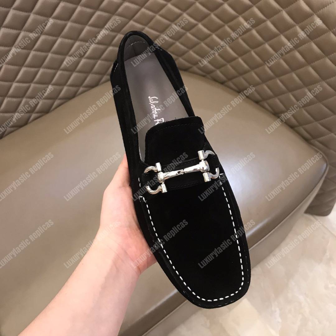 Salvatore Ferragamo Gancini Driving Shoe Black