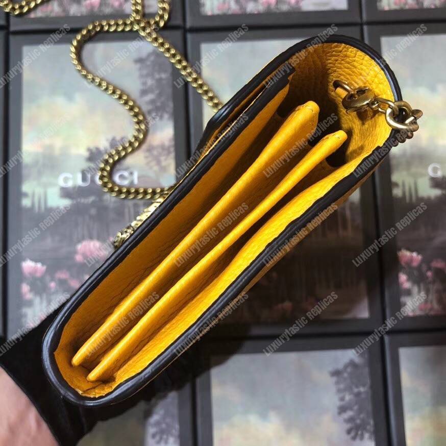 G*u*i calfskin garden dionysus chain wallet yellow with bat