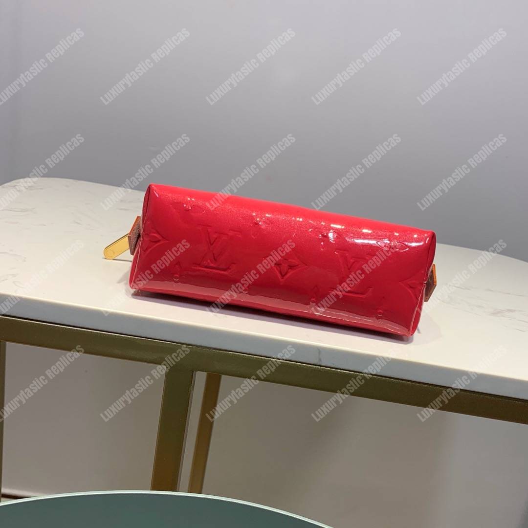 LV Cosmetic Pouch Monogram Vernis Leather Pink