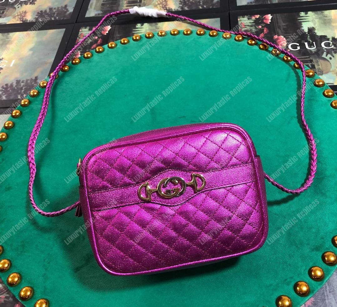 G*u*i mini laminated leather bag purple
