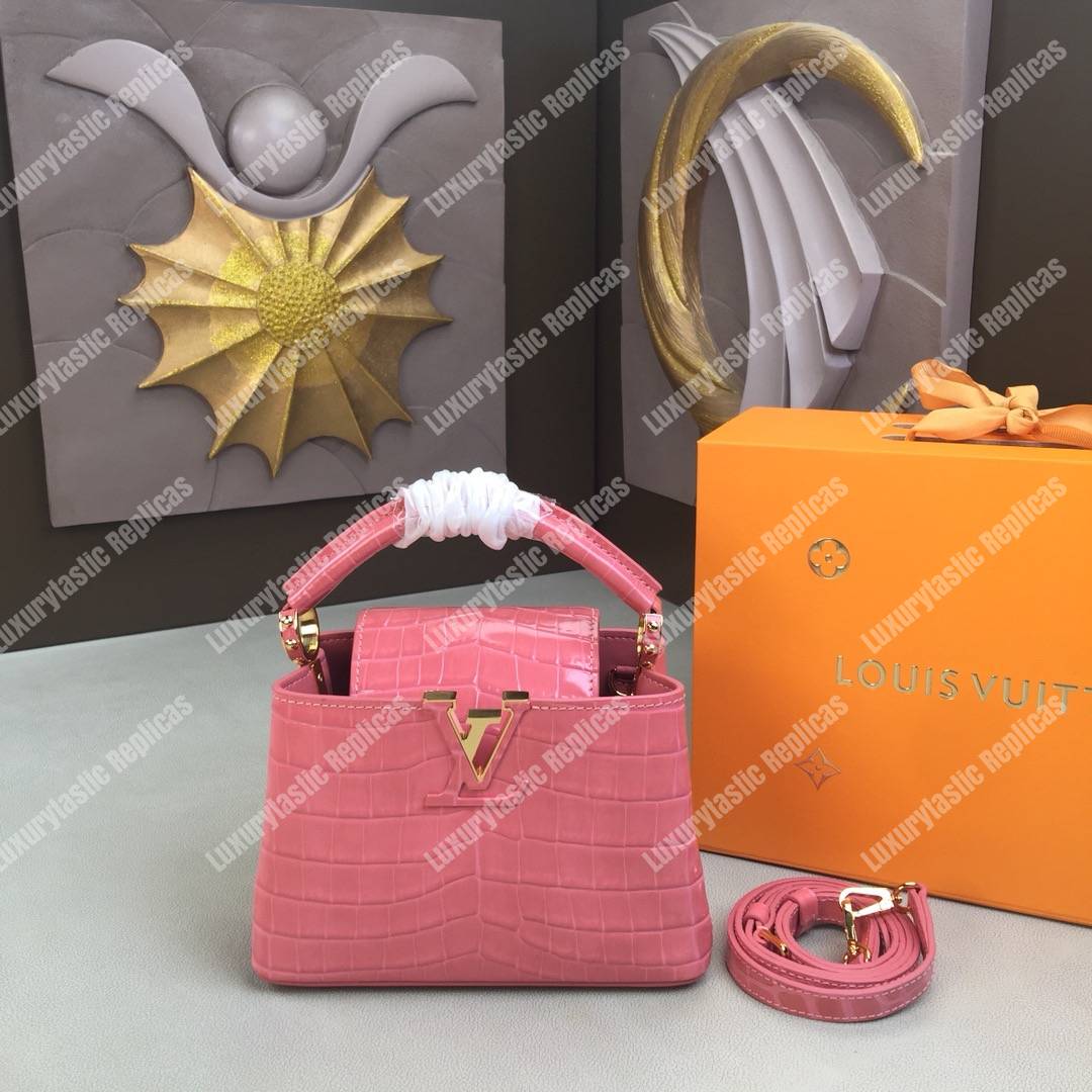 LV Capucines Mini Crocodilien Brillant Rose Tourmaline