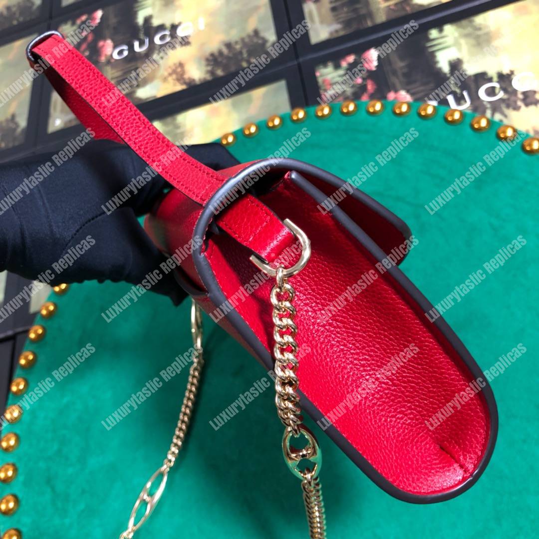 G*u*i zumi hibiscus red smooth leather small shoulder bag