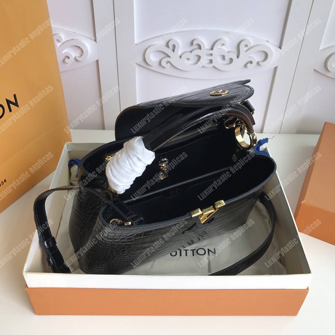 LV Capuccines BB Crocodilien Mat Noir