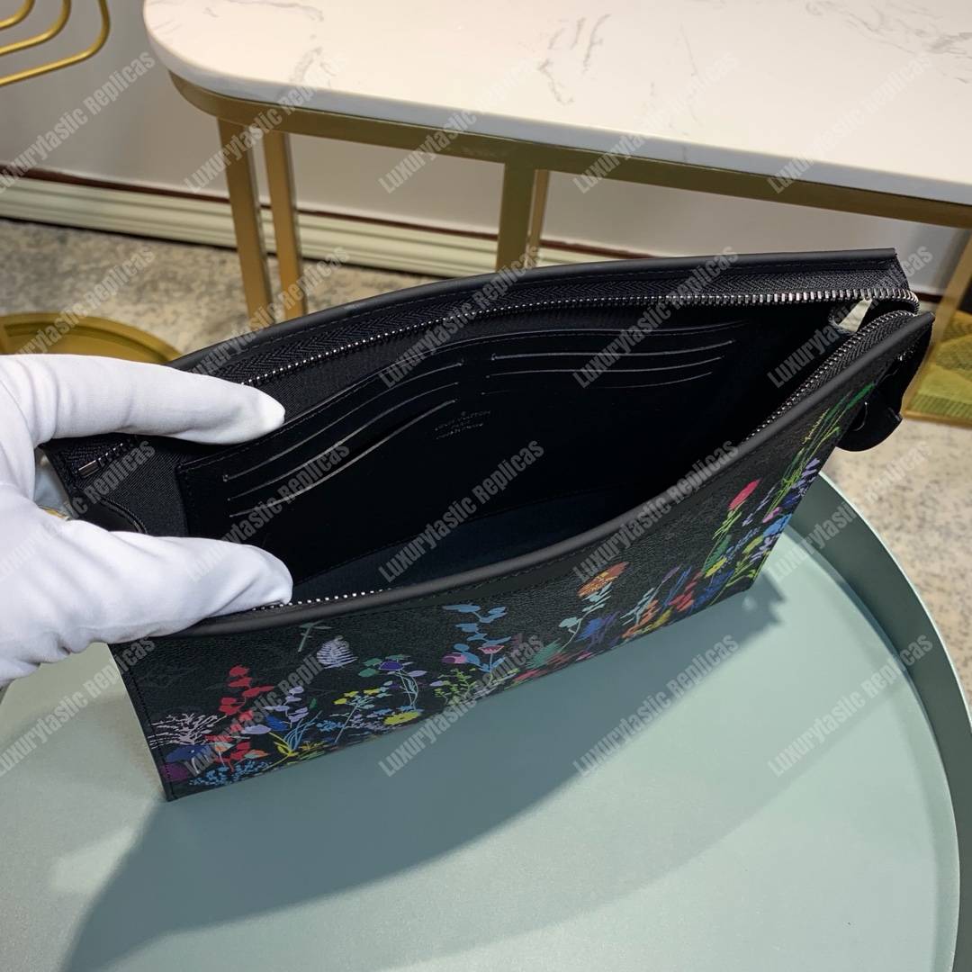 LV Flower Pochette Voyage MM Monogram Eclipse Canvas