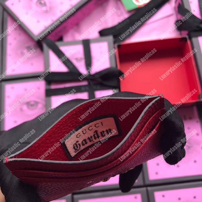 G*u*i garden leather card case red with bat