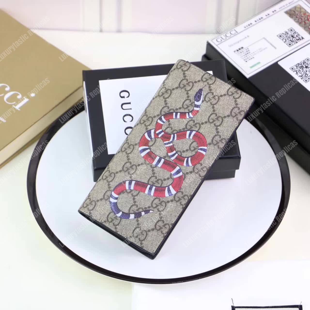 G*u*i kingsnake print gg sup*e long wallet