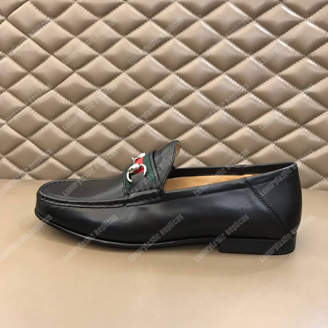 G*u*i leather horsebit loafer black