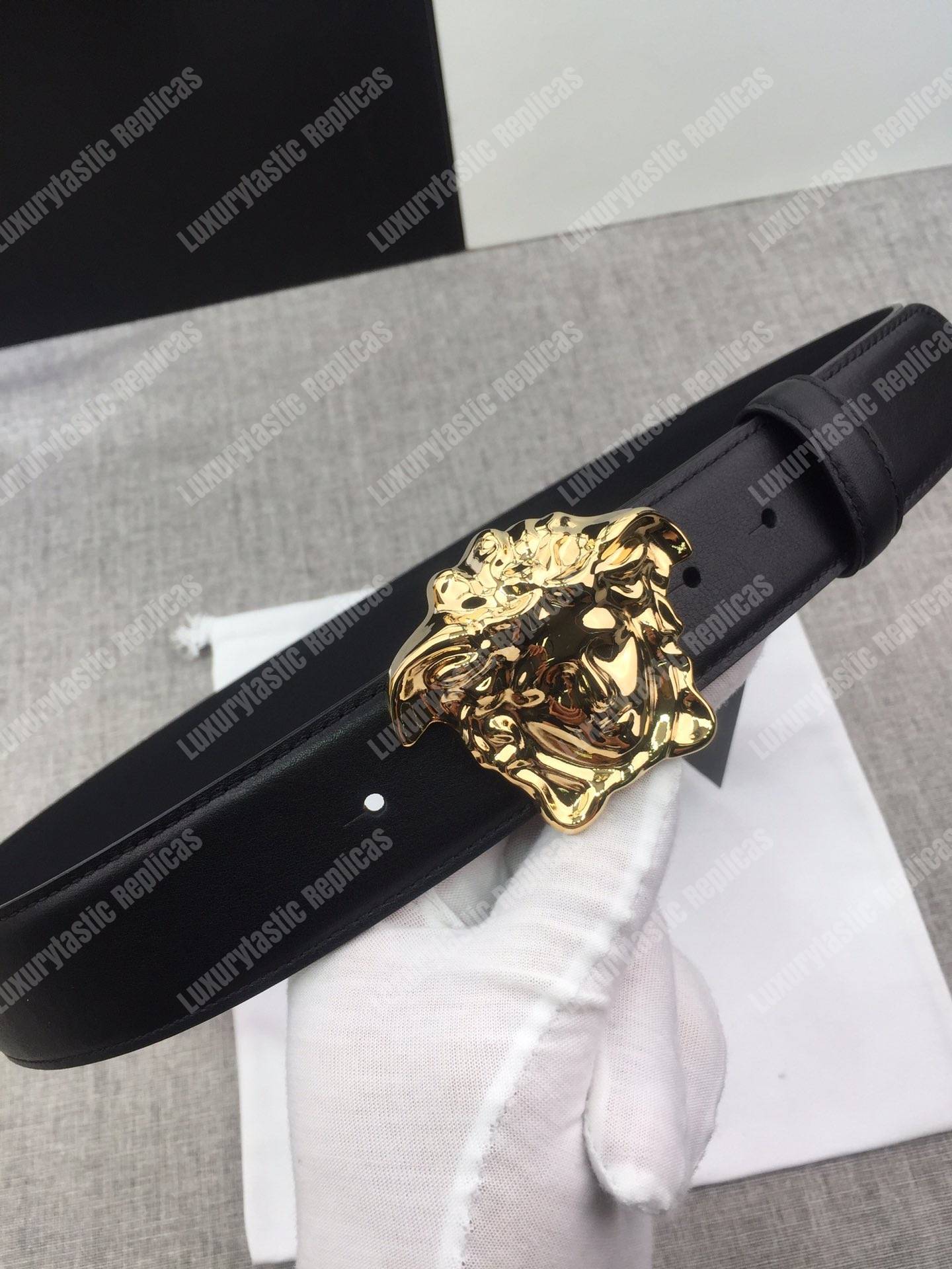 Versace Palazzo Belt with Gold Medusa Buckle