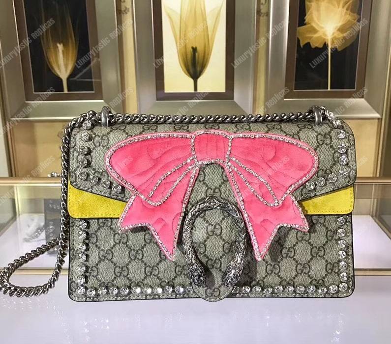 G*u*i dionysus crystal and pink bow shoulder bag