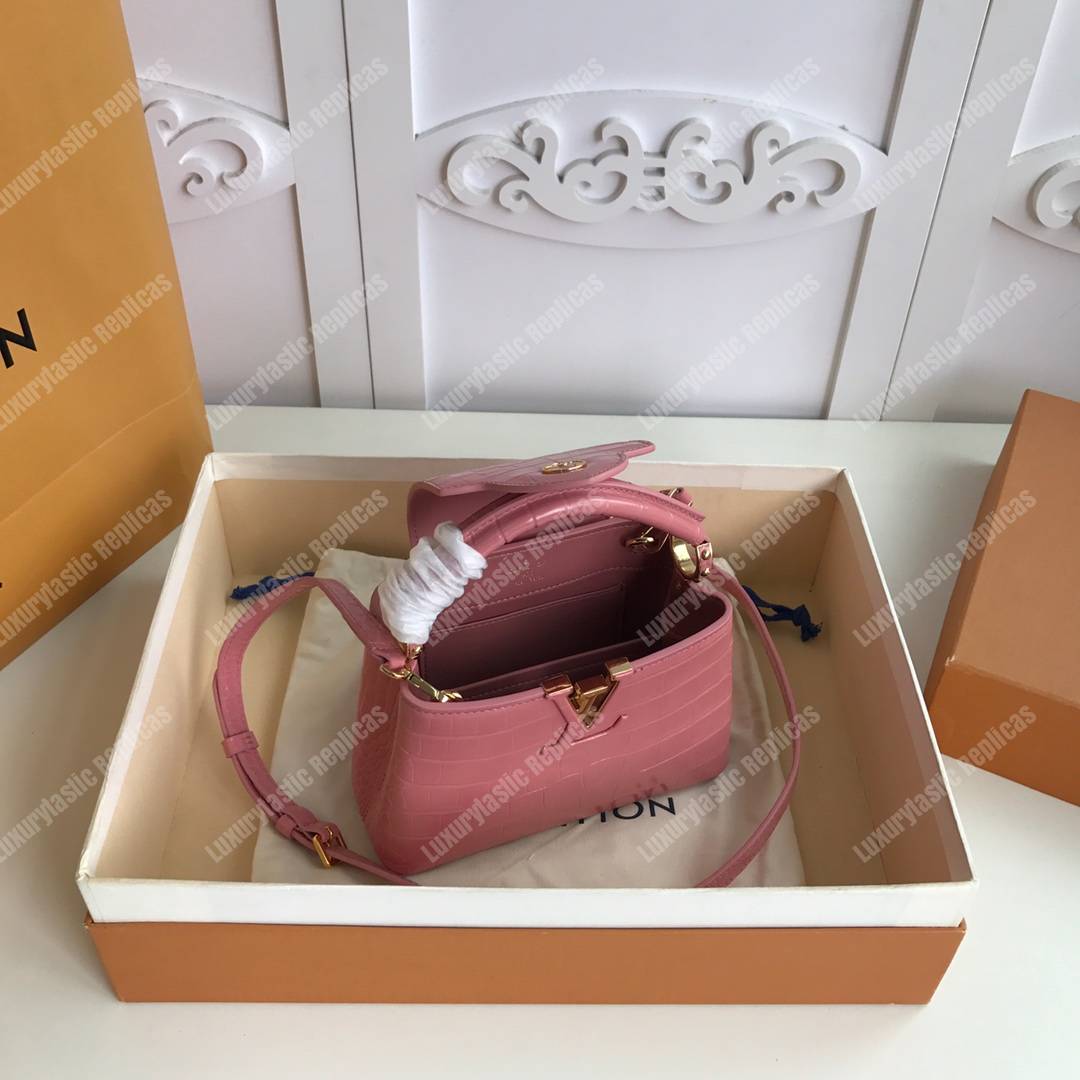 LV Capucines Mini Crocodilien Mat Rose Tourmaline