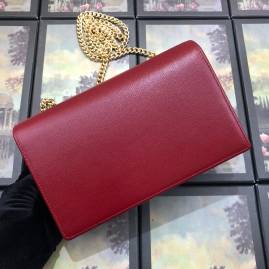G*u*i leather chain card case wallet red