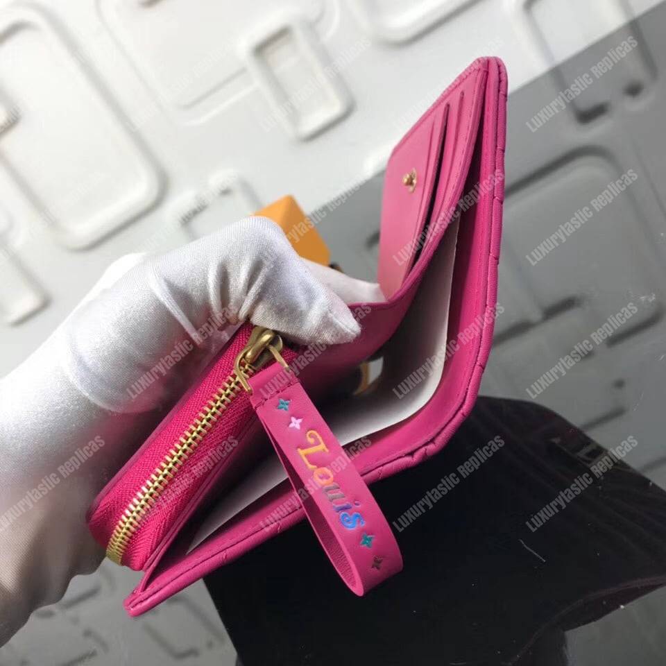LV New Wave Zipped Compact Wallet Rose Freesia Pink