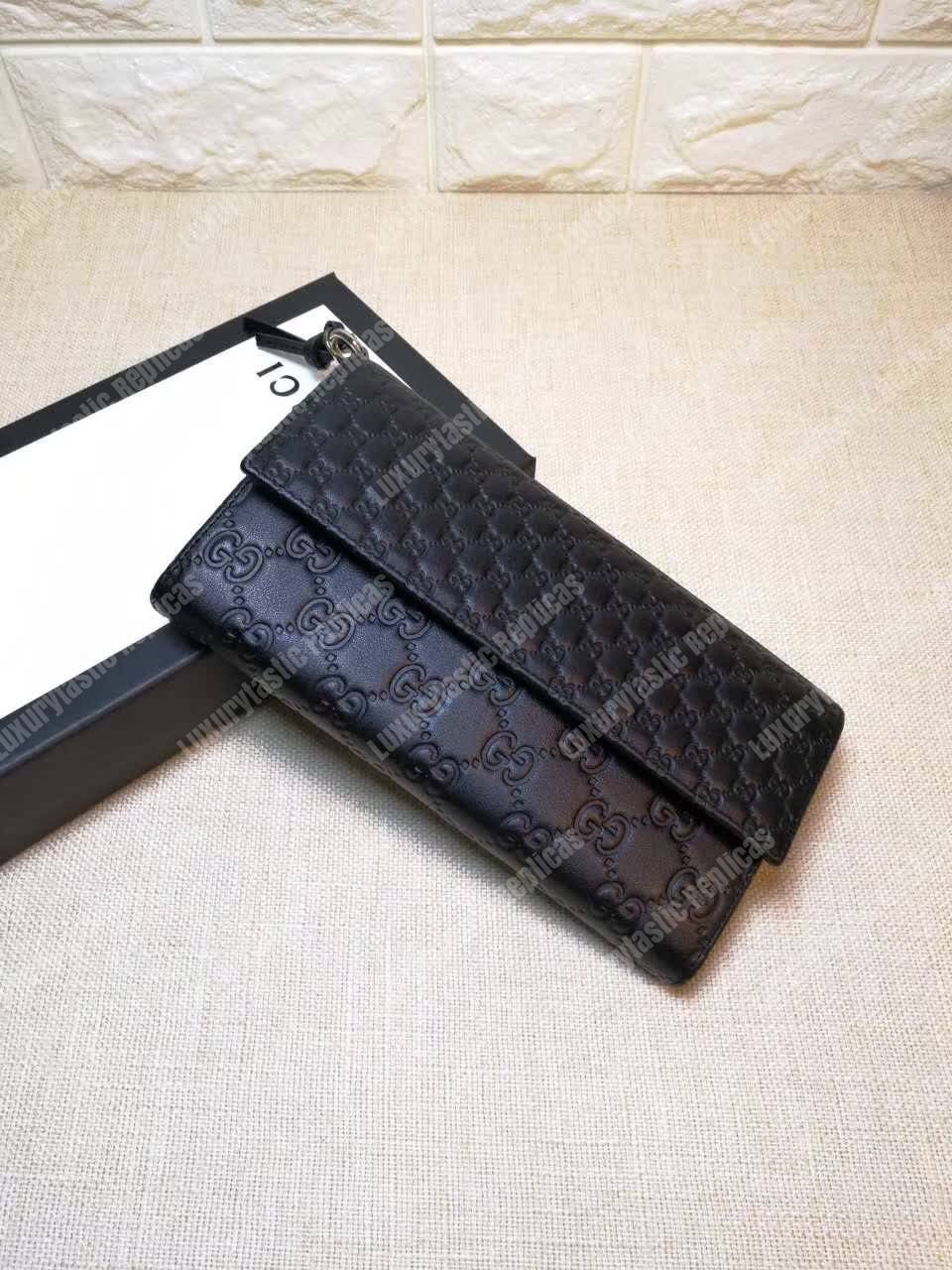 G*u*i gg bree G*u*issima leather flap wallet black
